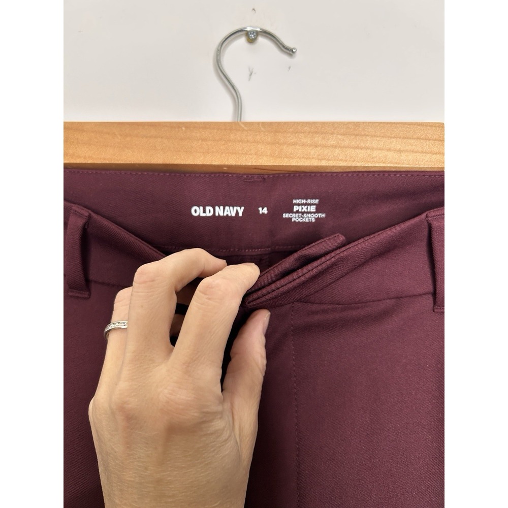 Old Navy High Rise Pixie Women's Wine Burgundy Career Pants Size 14 New NWT - Picture 4 of 7